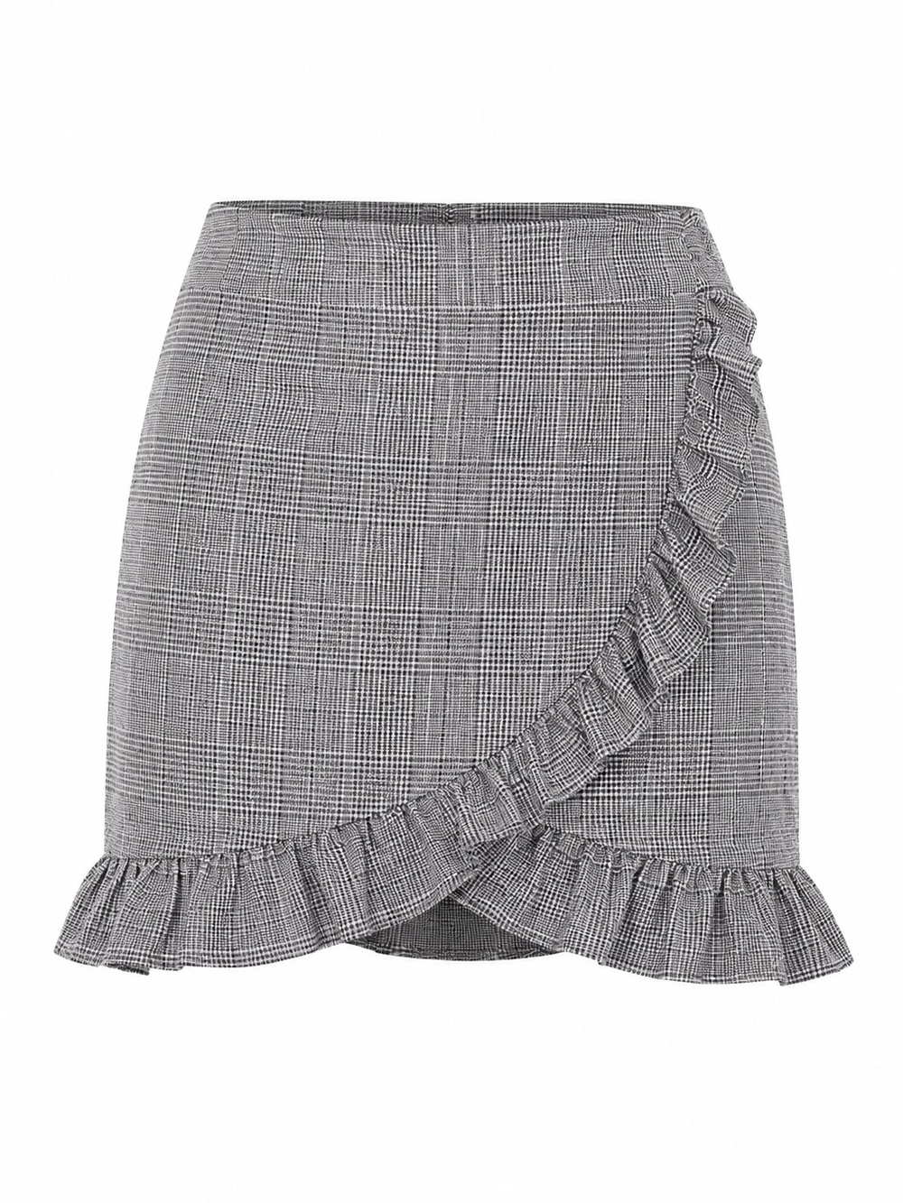 Aqua Skirt Plaid Medium Ruffle Grey White Black